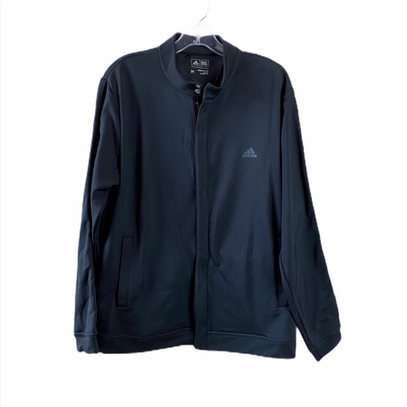 Adidas Size Medium Black Zippered Bomber Track Logo Jacket - Picture 1 of 12
